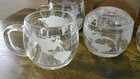 Set Of 4 Vintage Nestle Nescafe World Globe Etched Glass Coffee Mugs   Matching
