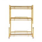 3-tier Bathroom Countertop Organizer With Stylish Gold And Marble Design