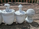 Vintage Wood Finial Newel Post Topper Chip White Paint Architectural Salvage 12p