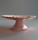 Schramberg Majolica Lily Of The Valley Pedestal Cake Plate 10    Pale Pink