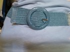 Wide Stretchy Elastic Woven Straw  Blue  Belt Medium  Belt Length  39 In New