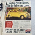 Vintage 1920s-1950s Plymouth Car Ads Full Page Magazine Lot 50 