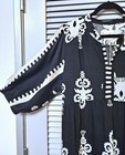 3 4 Black  Cream Print Ruffle Maxi Long Dress Xl   Anthropologie Jewelry