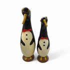 Set Of Two Penguin Gourds  Bow Tie Hand Painted Primitive 13 25      12   