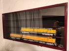 Train Display Case O Scale Black Railroad Model Locomotive Wood Toy Rack Cabinet