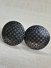 Antique Islamic Niello Silver Cufflinks Ottoman Geometric Rosette