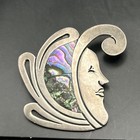 Vintage Taxco Mexico 925 Sterling Silver Abalone Face Imp Goblin Brooch Pin 2   