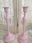 Candleholders Painted Pink Stately Romantic Cottage Core