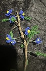 Vintage French Seed Bead Flowers 5 Stems Handmade Assorted Blues