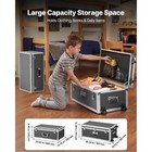 Uimoso Metal Storage Trunk Set With Wooden Suitcase Design And Padlocks  Gray