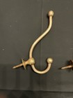 Set Of Three  3  Antique vtg Solid Brass Wall-mounted Coat Hat Hook Double Hook