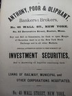 1881 Print Advertising Anthony Poor   Oliphant Bankers Railway Bonds Wall St Nyc
