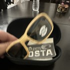 Costa 580g Polarized Glass Wrap Sunglasses Wood Grain Beige Frame Black Lens