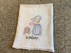 Hand-embroidered Flour-sack Dish Towels - Lot Of 7 - Sunbonnet Days Theme