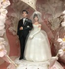 Nos Vtg Wilton Wedding Anniversary Cake Topper 1950s Bride   Groom New Mcm