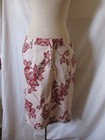 Forever 21 Pencil Skirt Jrs  L Vintage Usa Made Red Floral Knee Length Back Slit