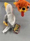 Meanies Series 1 Orange Cat Plush W  Tag   Vulture Bird Plush Lot 2