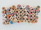 Lot Of 50 Vintage Wooden Small Spools Of Thread Assorted Brands