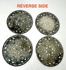 Vintage Webster Sterling Silver Glass Coasters Set Of 4 Pierced Floral Openwork