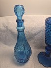 Set Of 3 Blue Glass Decorative Bottle Vase   Candy Fenton Viking 