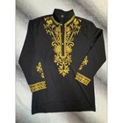  b2  Men s Black Gold Dashiki Shirt - Traditional African Embroidery - L - Nwot