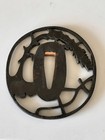 Antique Black Lacquer Transparent Tsuba  Copper Fabric  Period Item  Used