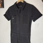 Wildfang The Essential Short Sleeve Black Stretch Denim Coverall Womens Xs
