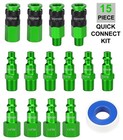 15 Pcs Green Universal Air Coupler  Industrial Plug Kit  Aluminum Quick Connect