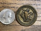 Vintage Antique Brass Crochet Thor Winged Helmet Storybook Metal Picture Button