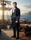18th Century Style Men   s Naval Officer Frock Coat     Black Wool Historical Milita
