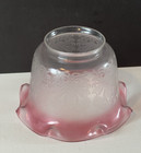 Vianne  France Art Nouveau Pink Ruffle Etched Glass Shade Signed Vdl 8 1 8 
