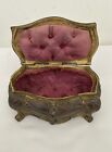 Antique Vintage French Brass Trinket Box Jewellery Casket