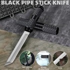 Outdoor Survival Combat Knife Tactical Knife Pipe Stick Knife W  Fire Starter Us