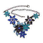 Women Metal Chain Bling Boot Bracelet Anklet Shoe Dark Blue Flower Charm Jewelry