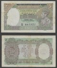 1945 British Burma On India 5 Rupees K George Vi P-26b Banknote Vf Rare