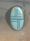 Zuni Ring Turquoise Band Size 10 25 Sterling Silver
