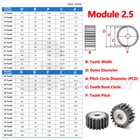 Mod 2 5 Spur Gear C45 Steel 12 To 100 Tooth Hardened Motor Pinion Cogwheel Flat
