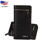 Men s Bifold Leather Zip Long Wallet Id Credit Card Holder Purse Clutch Handbag