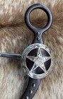 Western Snaffle Style Bit 5    Mouth Star Design Engraved Silver On Brown Steel