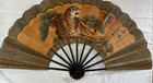 Rare Huge Size Antique Hand Painted Chinese Art Bamboo Fan Roaring Tiger Signed