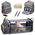 Diaper Crib Bag   Maicais Baby Changing Station Backpack   Gray