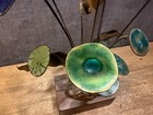 Vintage Brutalist Flower Sculpture Metal enamel glass Mid Century Folk Art Rare