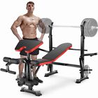 600lbs 6 In 1 Adjustable Olympic Weight Bench Set Full Body Workout Heavy Duty    