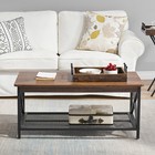 Modern Coffee Table Wood Living Room Center Table With Open Storage Shelf Table