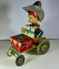 Rodeo Joe Cowboy Toys Tin Litho Metal Wind Up Jeep Car     See Seller Notes  