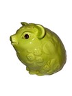 Rare Large Vintage      Ceramic Piggy Bank Green Chartreuse Glass