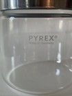 Vintage Pyrex Glass Medical Apothecary Jar Stainless Lid Bath Kitchen Sundry