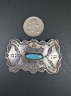 Old Pawn 2 5    Navajo Stamped Sterling Silver Turquoise Pin Signed Azrz  278
