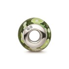 Reflection Beads Sterling Silver Hand-blown Green   White Floral Glass Bead