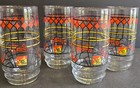 Gold Star Cincinnati Chili Pepsi Cola Set 4 Glasses Stained Glass Style Vintage